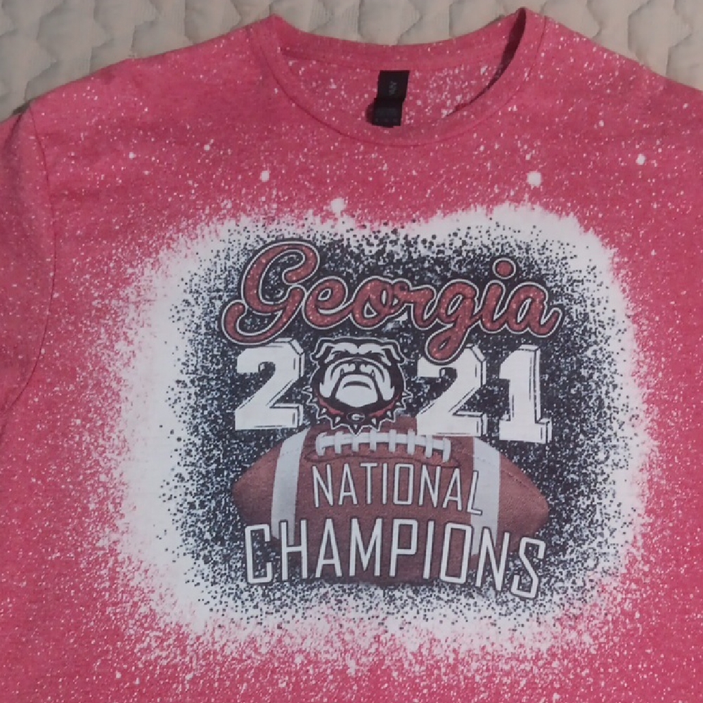 Gildan Redand White Short Sleeve Tee GEORGIA 2021 NATIONAL CHAMPIONS